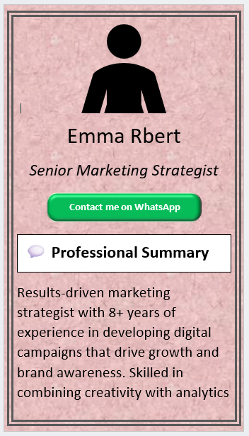 Line Margin with Marble Pink Background CV Template (Mobile + Desktop Versions)